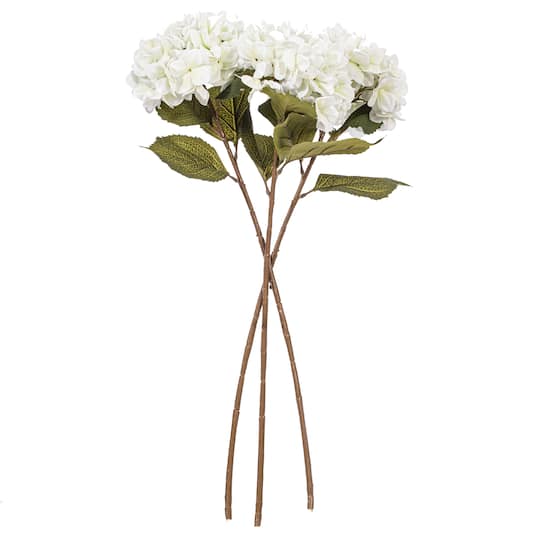 32.5" White Hydrangea Stems, 3ct.